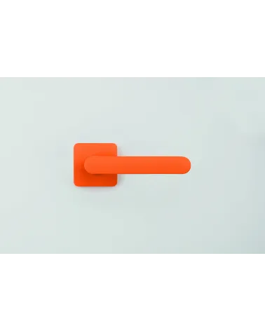 Door handle in sunset orange, square plate - Colombo Design Mood OneQ - designer handle