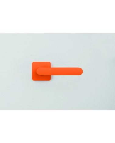 Door handle in sunset orange, square plate - Colombo Design Mood OneQ - designer handle