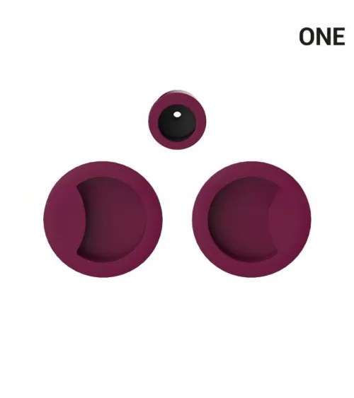 Simple flush pull handle in purple, for sliding doors, round plate - Colombo Design Mood One - designer handle