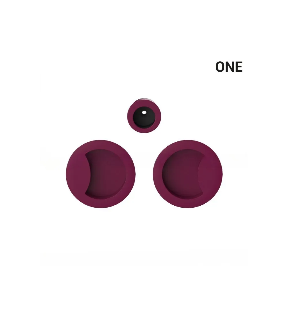 Simple flush pull handle in purple, for sliding doors, round plate - Colombo Design Mood One - designer handle
