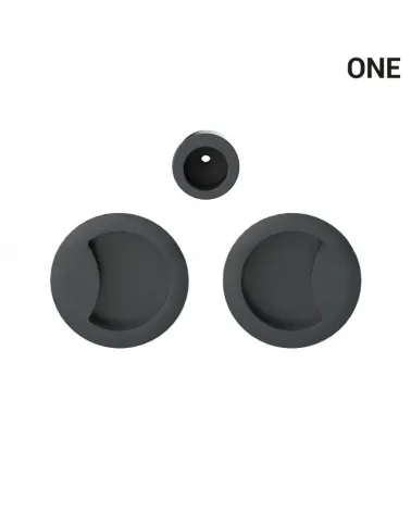 Anthracite-coloured simple flush pull handles for sliding doors, round plate - Colombo Design Mood One - designer handle