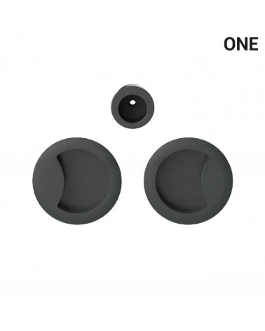 Anthracite-coloured simple flush pull handles for sliding doors, round plate - Colombo Design Mood One - designer handle