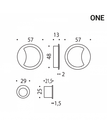 Red-coloured simple flush pull handles for sliding doors, round plate - Colombo Design Mood OneQ - designer handle