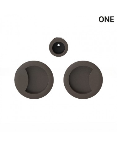 Brown-coloured simple flush pull handles for sliding doors, round plate - Colombo Design Mood One - designer handle