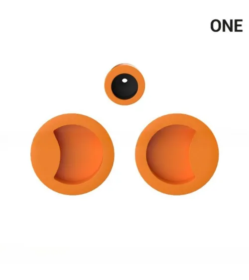 Orange-coloured simple flush pull handles for sliding doors, round plate - Colombo Design Mood One - designer handle