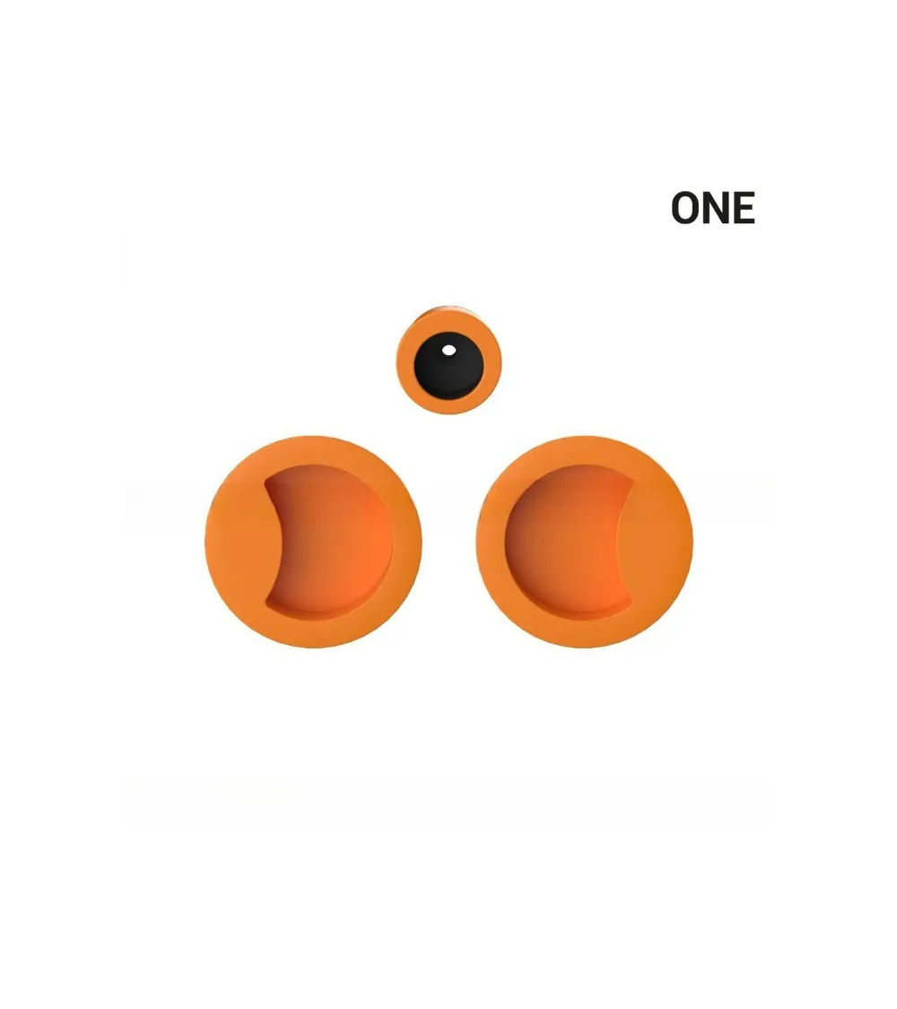 Orange-coloured simple flush pull handles for sliding doors, round plate - Colombo Design Mood One - designer handle