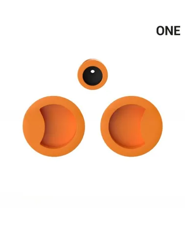 Orange-coloured simple flush pull handles for sliding doors, round plate - Colombo Design Mood One - designer handle