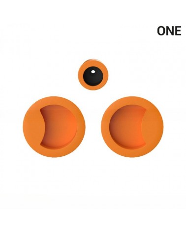 Orange-coloured simple flush pull handles for sliding doors, round plate - Colombo Design Mood One - designer handle