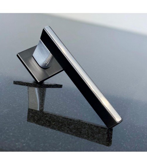 Black and gold Ferrara square door handle - designer handle