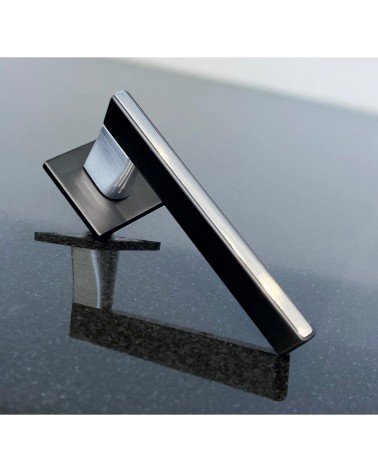 Black and gold Ferrara square door handle - designer handle