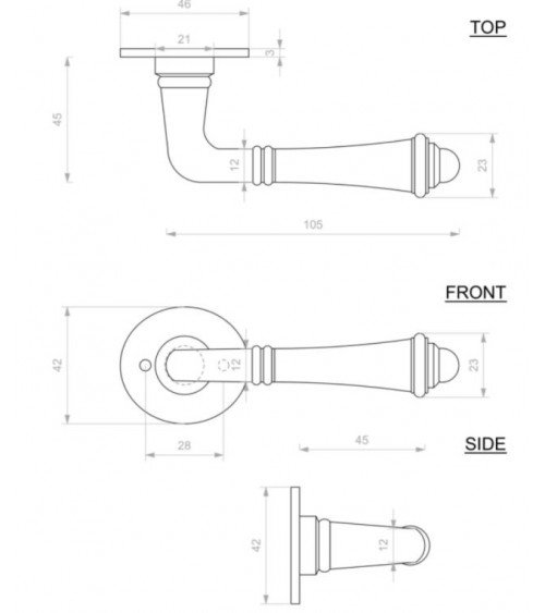 Black iron 287 door handle - designer handle
