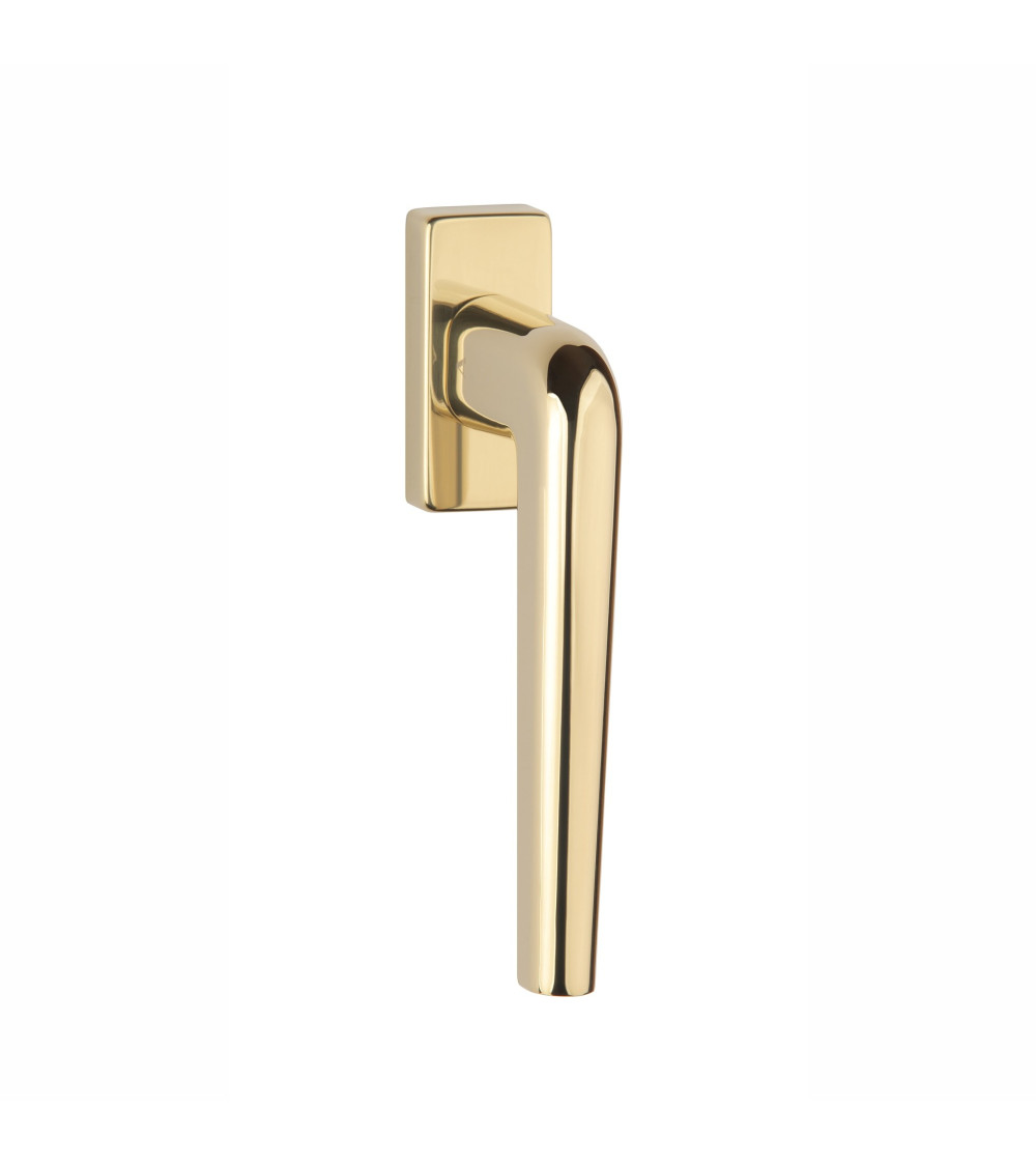 Polished brass FUNKIA window handle design ironmongery