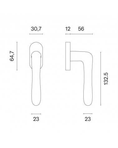 CYNIA window handle with dimensions