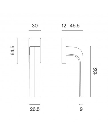 JENA window handle with dimensions