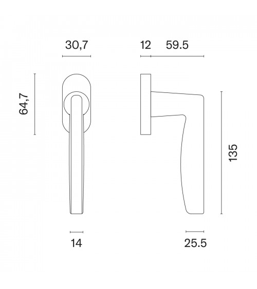 LUNA black window handle design handle
