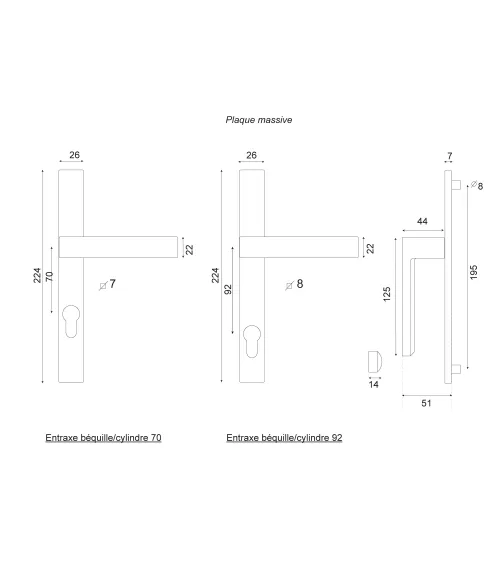 Narrow-profile aluminium/PVC stainless steel-look handle on 26 mm backplate | MILLAPOIGNEES