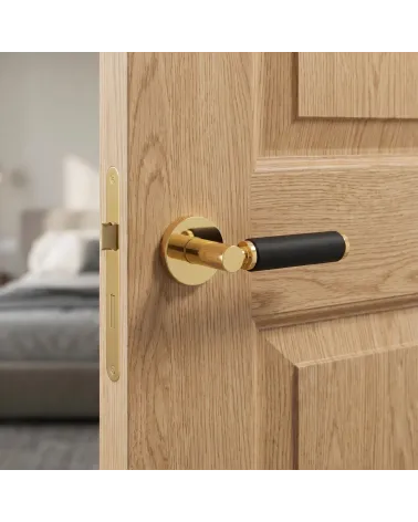 Round brass and leather door handle TUPAI 4200/202 - Millapoignees
