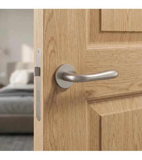 Brushed nickel door handle TUPAI 294 designer handle