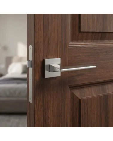 The finest brushed chrome interior door handles on square roses