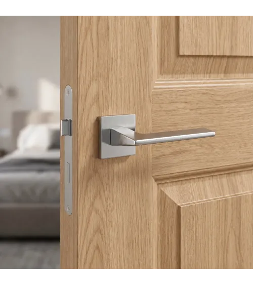 Brushed chrome Shark door handle - designer handle