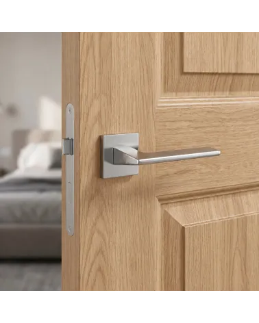 The finest brushed chrome interior door handles on square roses
