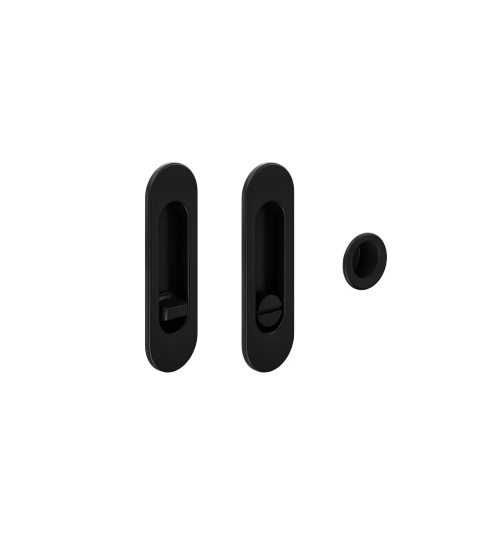 Oval recessed pull handles for sliding doors with privacy lock | MillaPoignees