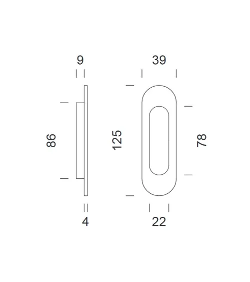 Oval recessed pull handles for sliding doors with privacy lock | MillaPoignees