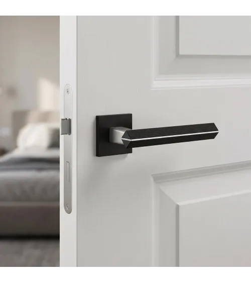 Two-tone brushed chrome/black CARRERA door handle designer handle