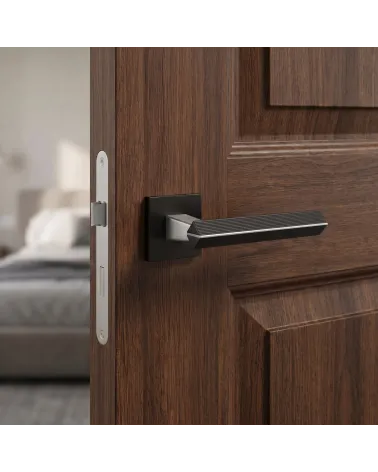 Luxurious Two-Tone Brushed Chrome/Black Door Handle — CARRERA