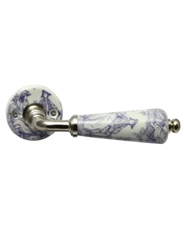 Merigous chrome Toile de Jouy porcelain door handles | MillaPoignees