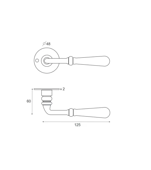Iron lever handles on roses, aged brass finish – slim roses | MillaPoignees