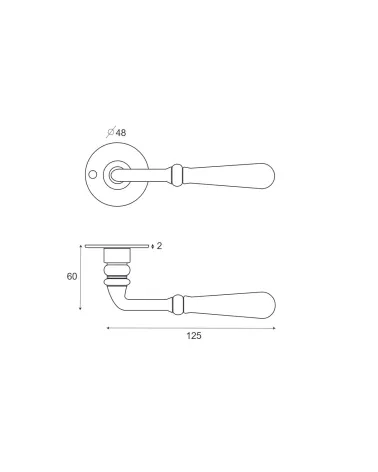 Iron lever handles on roses, aged brass finish – slim roses | MillaPoignees