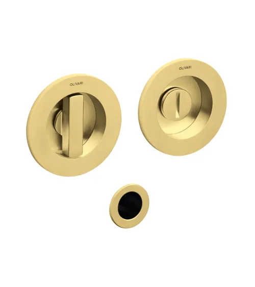 DANTE recessed handle with privacy lock, satin gold