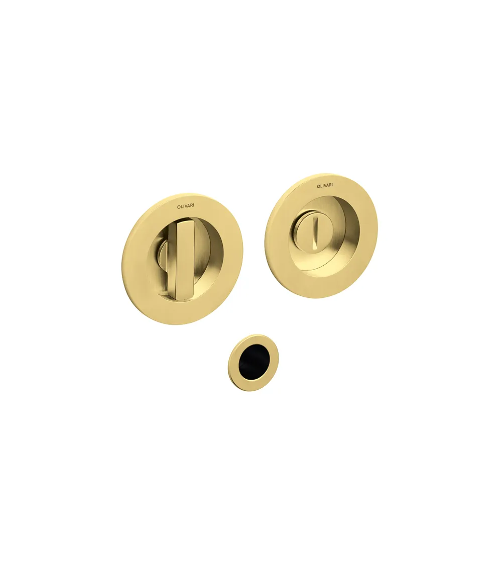 DANTE recessed handle with privacy lock, satin gold