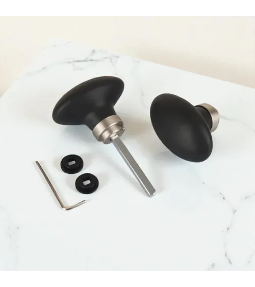 Oval 1954 porcelain door knob with nickel-plated ring | Millapoignées