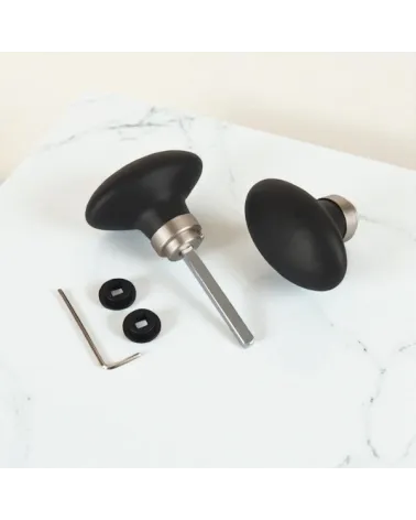 Oval 1954 porcelain door knob with nickel-plated ring | Millapoignées