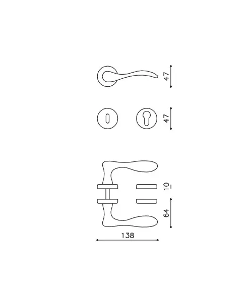 Olivari BLINDO M178 brass door lever handle | MillaPoignees