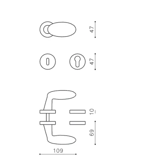 Olivari BLINDO M178 brass door lever handle | MillaPoignees