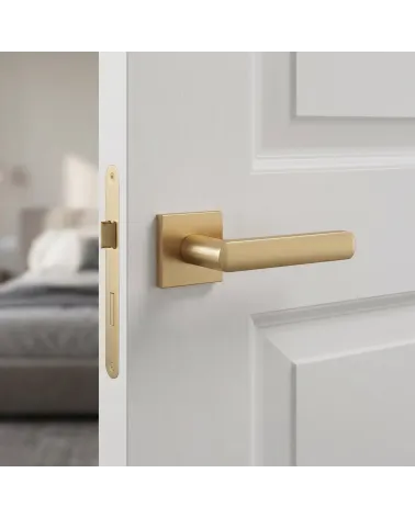Matt Gold door handle with square rose - TORINO model