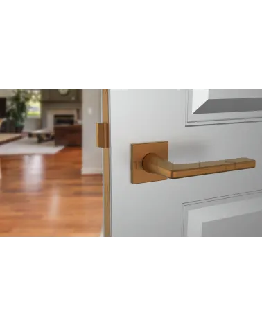 SETIA copper door handle design view front mounted on a door