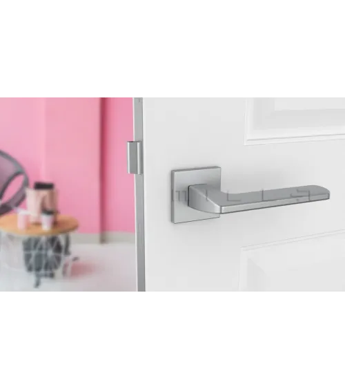 Satin chrome YUKA door handle designer hardware