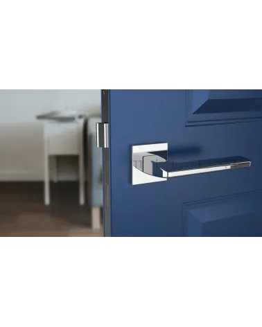 YUKA modern style door handle designer handle front view mounted on a door