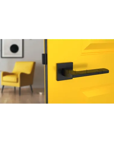 YUKA modern door handle designer handle front view mounted on a door