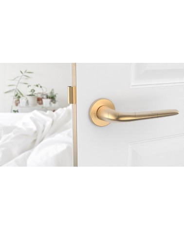AZALIA Matt Gold door handle design handle front view mounted on a door