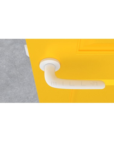 White AZALIA door handle design handle top view mounted on a door