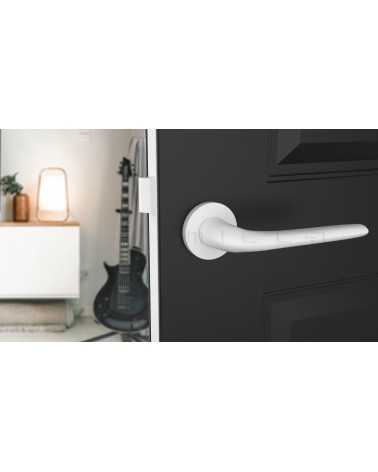 White AZALIA door handle design handle front view mounted on a door