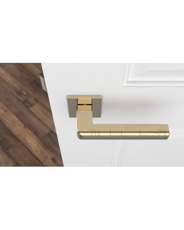 SALICE polished gold door handle design hardware top view mounted on a door