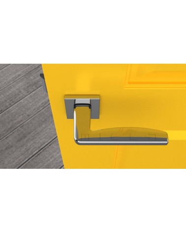 ERBA polished chrome door handle design handle top view mounted on a door