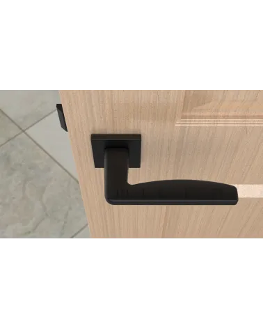 ERBA black door handle design handle top view mounted on a door
