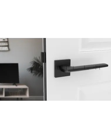 LUNARIA modern door handle design handle front view mounted on a door